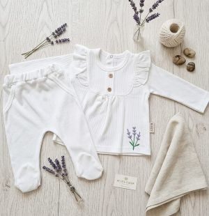 Fırfır Detaylı Patikli Kız Bebek 2'li Takım