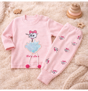 Kuş Baskılı Kız Bebek 2'li Takım