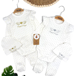 Sweet Angel Nakışlı 3'lü Bebek Takımı