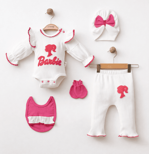 Barbie Nakışlı 6’lı Lüks Kız Bebek Set