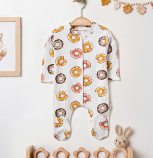 Donut Desenli Pamuk Bebek Tulum