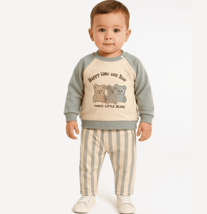 Ayıcık Baskılı 2’li Bebek Takımı