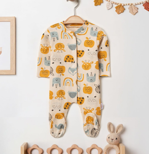 Safari Hayvan Desenli Bebek Tulum