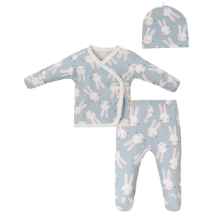 Tavşan Desenli Kendinden Eldivenli 3’lü Set