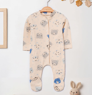 Mini Ayıcık Baskılı Pamuk Bebek Tulum