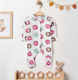 Donut Desenli Kız Bebek Tulum